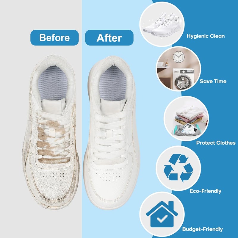 NMQHPA Shoe Washing Machine Bag: Laundry Shoe Bag for Washer and Dryer - 2pc Reusable Shoe Cleaning Bag for Sneaker Tennis Shoes Unstain Cleaner Kit (Gray 2pcs) - Image 2